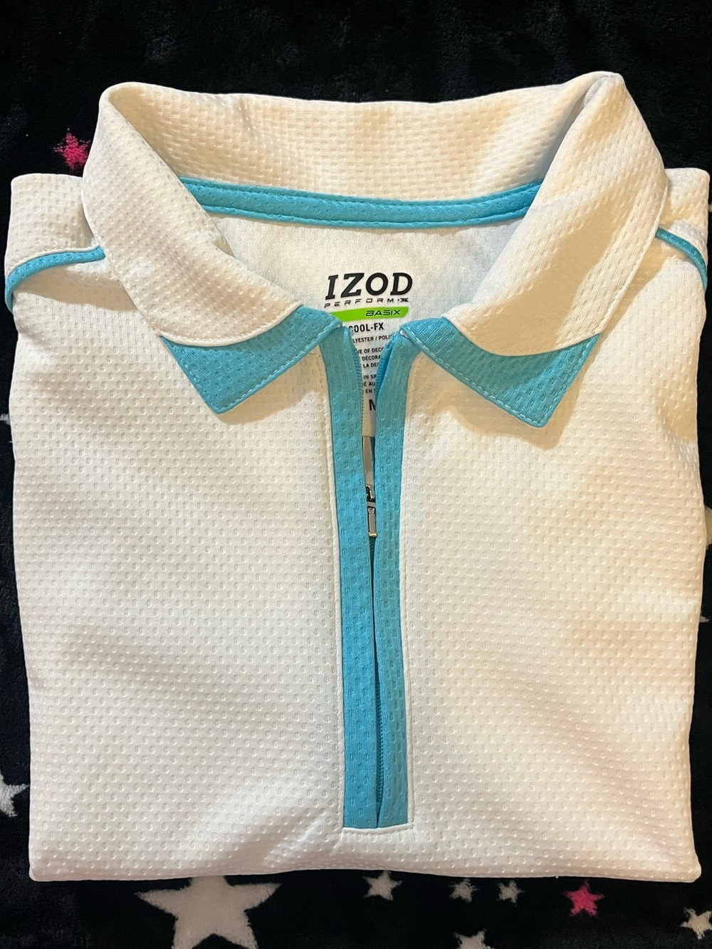Izod Cool FX Sleeveless Polo Sz M
White Turquoise